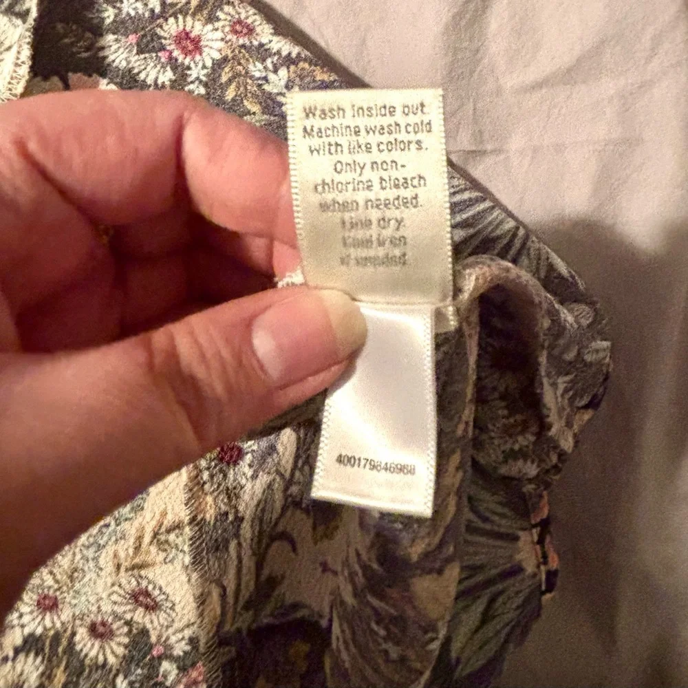 LC Lauren Conrad Floral Print Dress Black Peter Pan Collar Size 6 Cottagecore - Picture 5 of 5